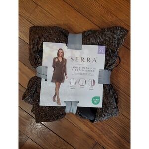 NWT Serra Gold Shimmer Metallic Womens Front Wrap Dress Sz Extra Large Glitter